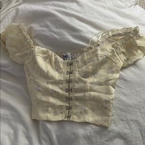 Floral Off-Shoulder Corset Top - Cream